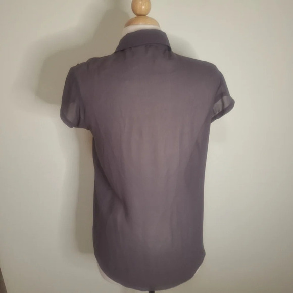 Surface to  air sheer short sleeve hidden button 100% silk top SZ M - Picture 4 of 7